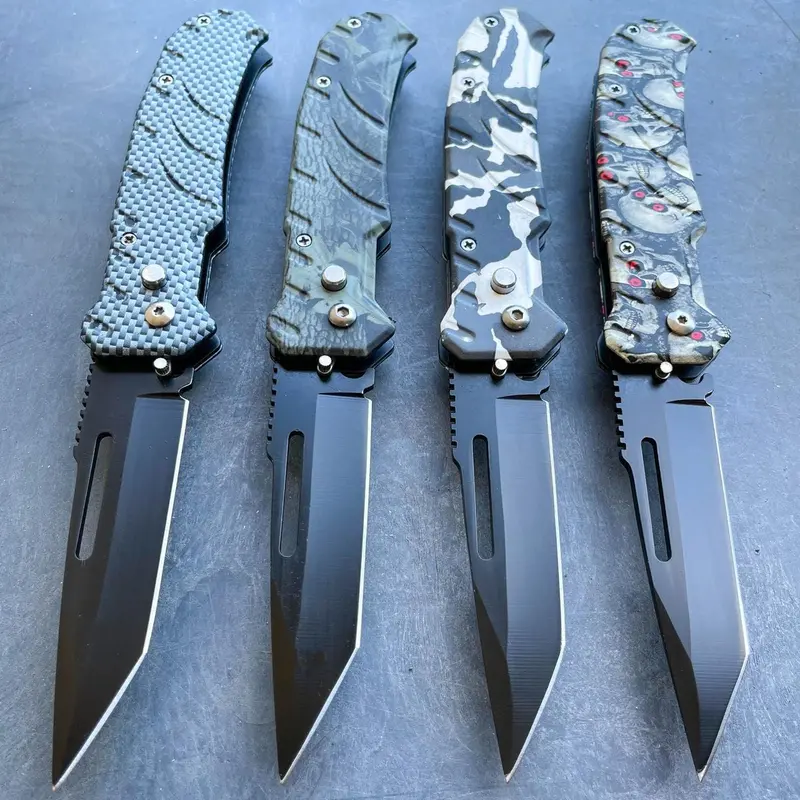 Everyday-Carry Tanto-Blade Switch Mechanism Folding Knife 1