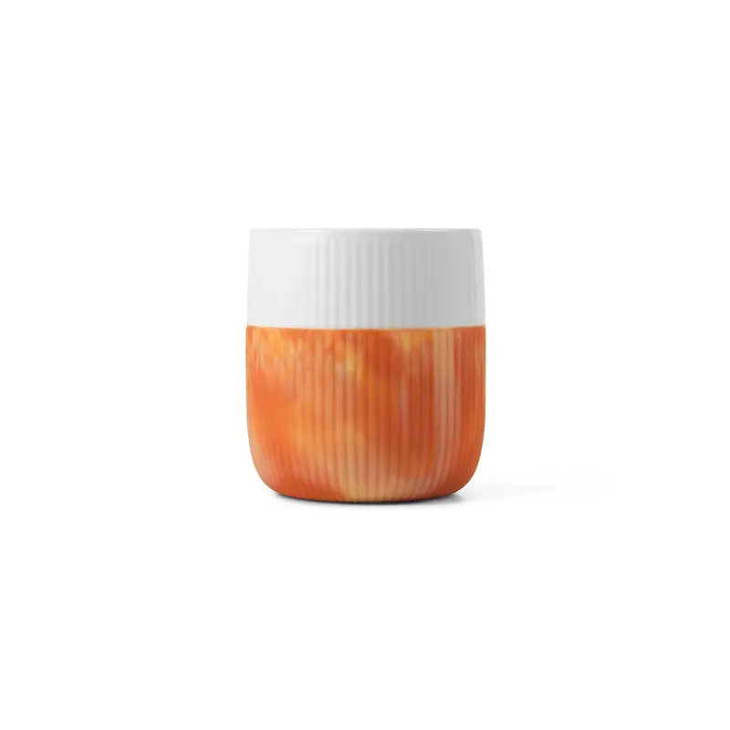Fluted Contrast Mug In Warm Ochre Marble Finish 1