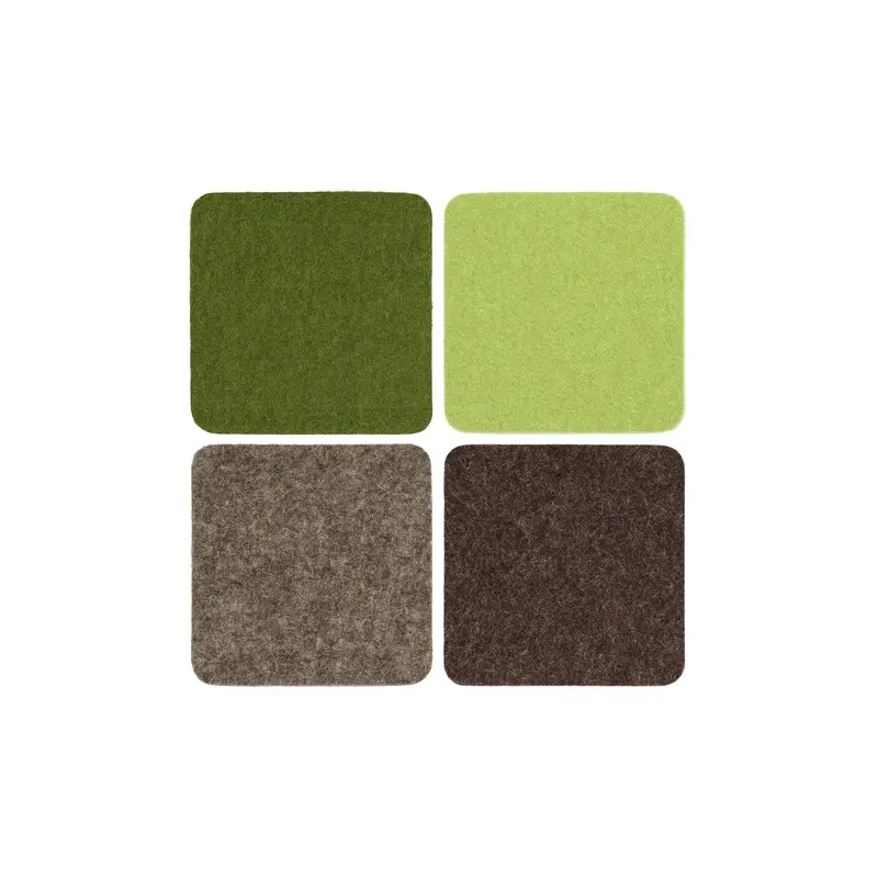 Forest Green Square Beer Coasters – Felt Set 1