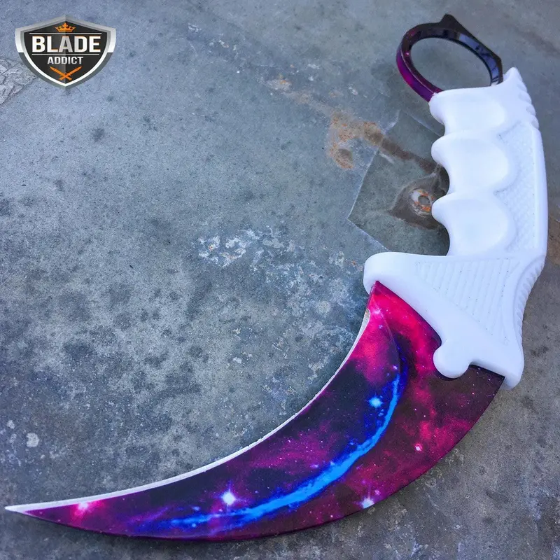 Galaxy-Embellished Tactical Karambit Neck Knife – Fixed-Blade Hunting Tool 1