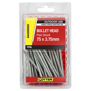 Galvanized Bullet Head Nails – 75 Mm × 3.75 Mm – 500 G Bulk Pack 1