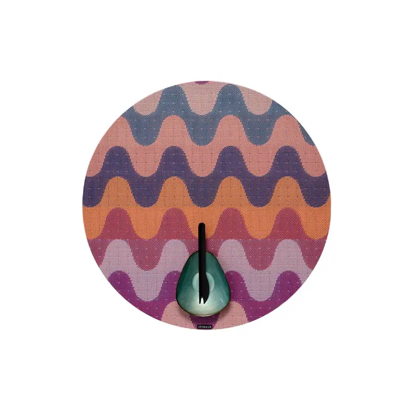 Heatwave Orange Wiggle-Textured Round Placemat 1