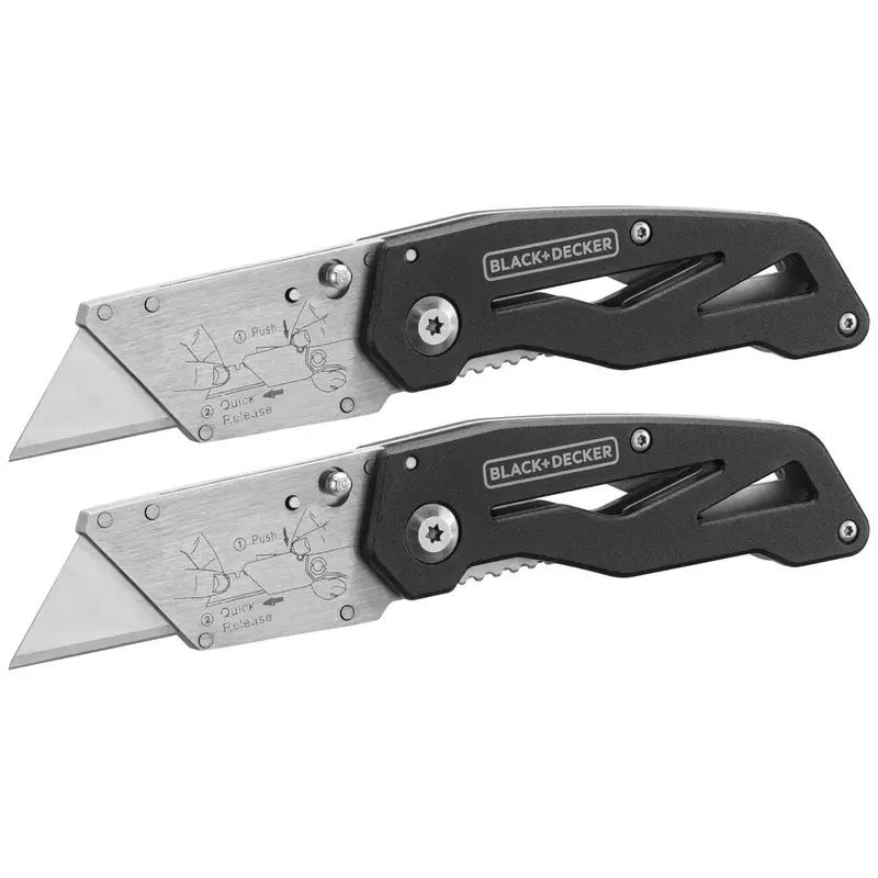 Heavy-Duty Folding Utility Knife – 2-Pack With Replaceable Blades 1