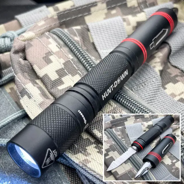 High-Intensity Tactical Flashlight With Integrated Rescue Knife 1