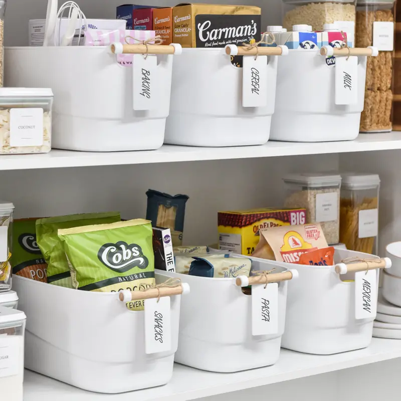 Large Wooden-Handle Storage Tub Set (6-Pack) 1