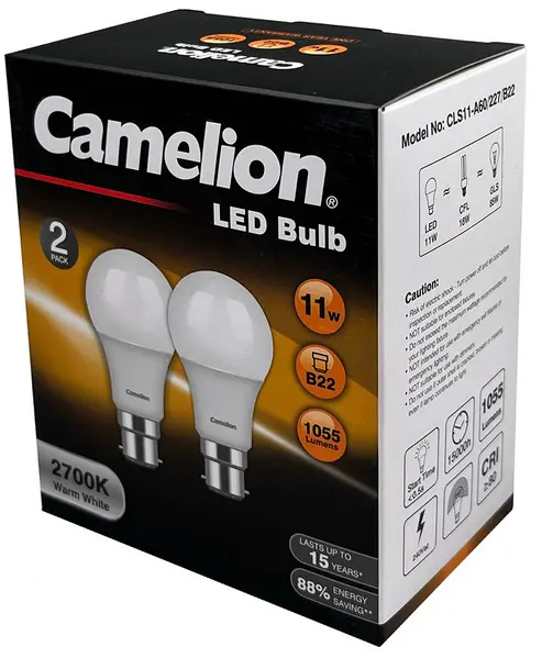 Led Es Light Bulb – 11W Warm White (2700K), 1055 Lm – 2-Pack 1