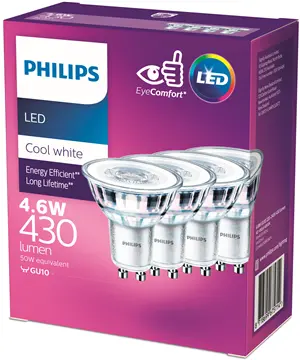 Led Gu10 Downlight – 4.6W, 430 Lumens, Cool White – 4-Pack Energy-Efficient Lighting 1