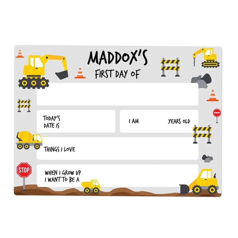 Little Digger First Day Of School Sign – Mini Size 1