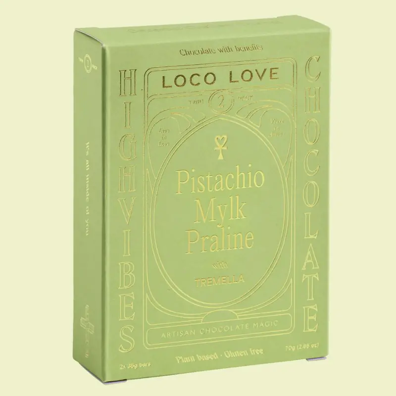 Loco Love Pistachio Mylk Praline Vegan Chocolate – Twin Pack (70G) 1