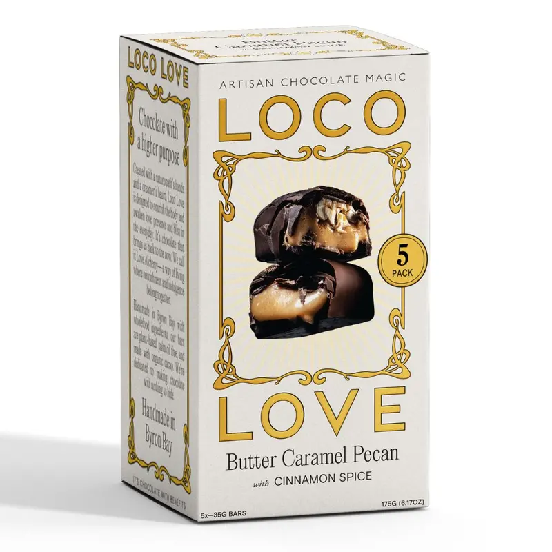 Loco Love Vegan Butter Caramel Pecan Chocolate Pack – 5 × 35G 1
