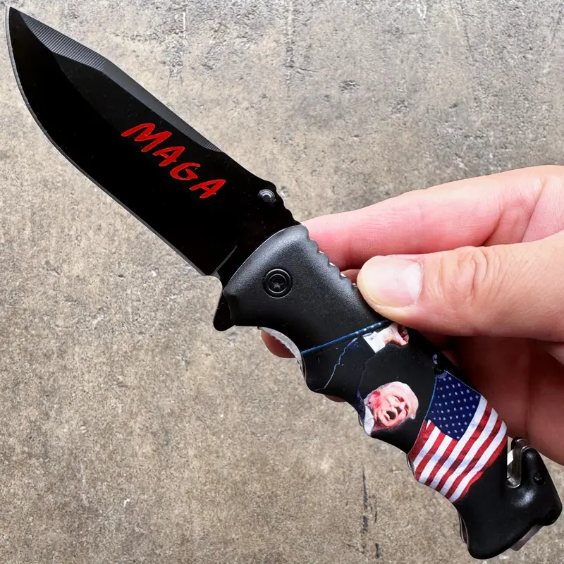 Maga-Themed Spring-Assisted Pocket Knife – Trump 2024 Edition 1