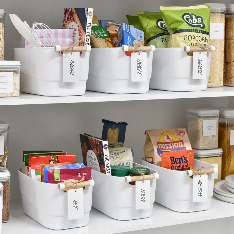 Medium Wooden-Handle Storage Tub Set (6-Pack) 1