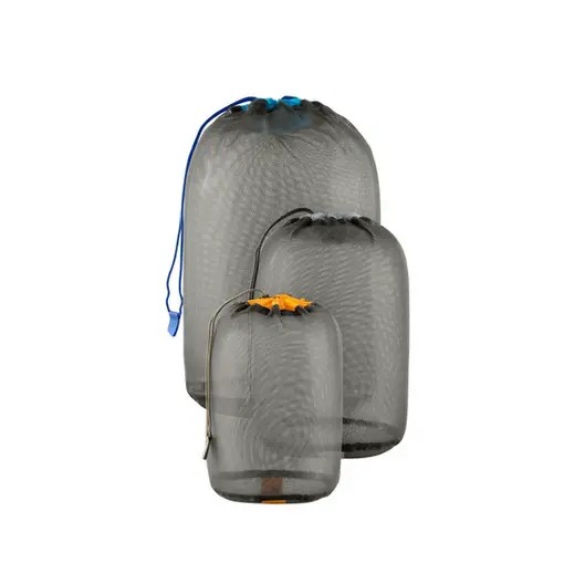 Mesh Stuff Sack Set – 5L / 8L / 13L – Grey / Orange / Light Blue – Sts 1