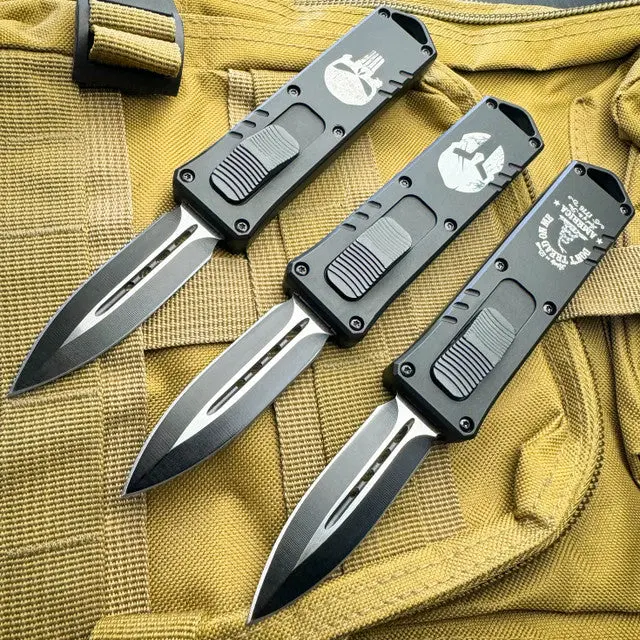 Military-Grade Exocel Otf Automatic Dagger – Matte Black Finish 1