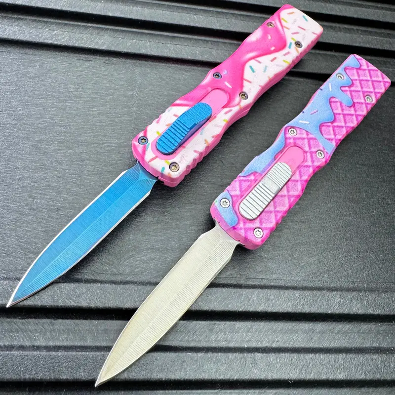 Mini Out-The-Front Knife With Sprinkle Or Waffle Pattern Accent 1