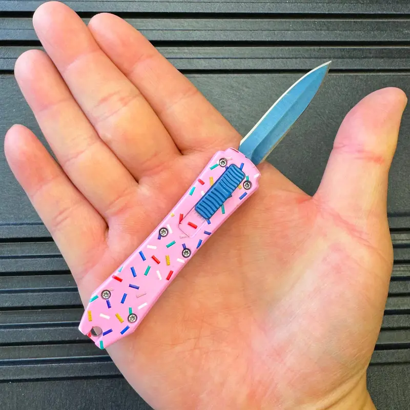 Mini Pink Sprinkle Otf Knife – Compact Automatic Pocket Blade 1