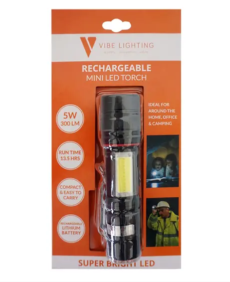 Mini Rechargeable Led Torch – 300-Lumen Portable Light 1