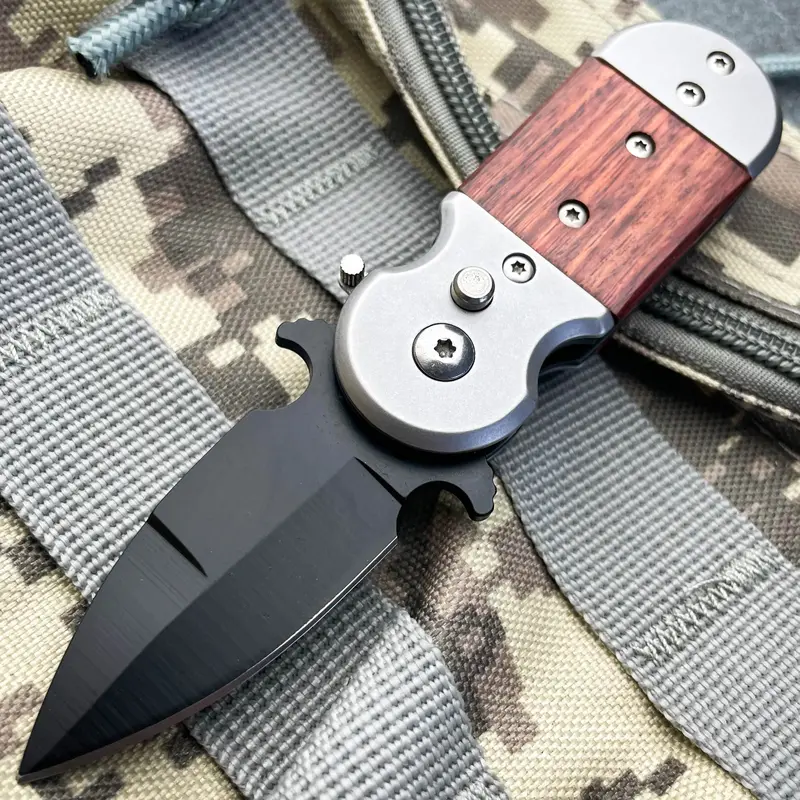 Mini Wooden Automatic Pocket Knife – Sleek Edc Option 1