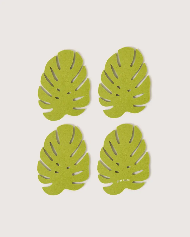 Monstera Print Coasters In Pistachio Green 1