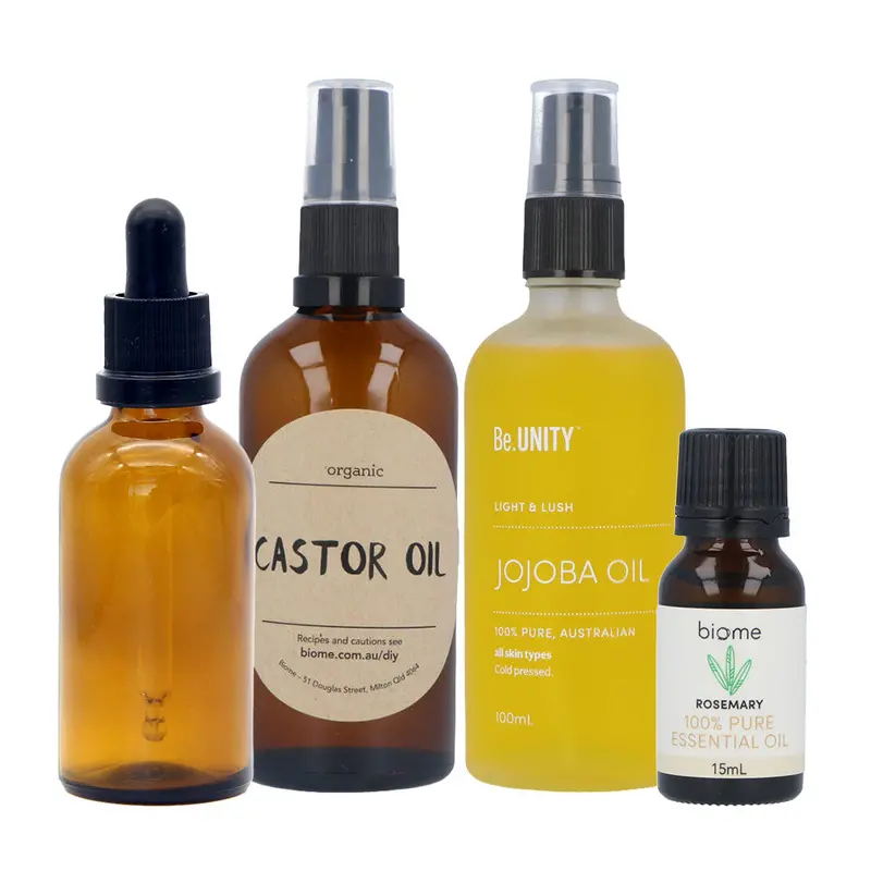 Organic Castor, Jojoba & Rosemary Oil Trio – Hair Growth & Skincare Bundle 1