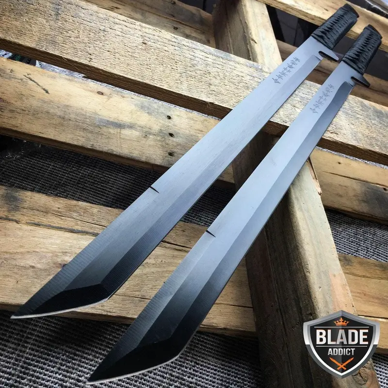 Pair Of 27-Inch Full-Tang Ninja Swords For Tactical Training 1