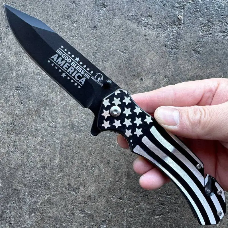 Patriotic 'Don’T Tread On Me' Rescue Pocket Knife With American Flag Theme 1