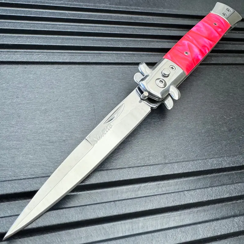 Pink Stiletto Switchblade – Compact Spring-Deployed Pocket Knife 1