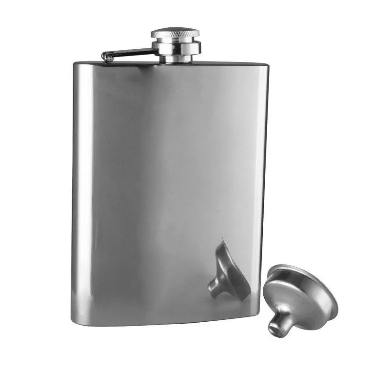 Polished Stainless Steel Hip Flask With Included Funnel – 236 Ml Capacity 1