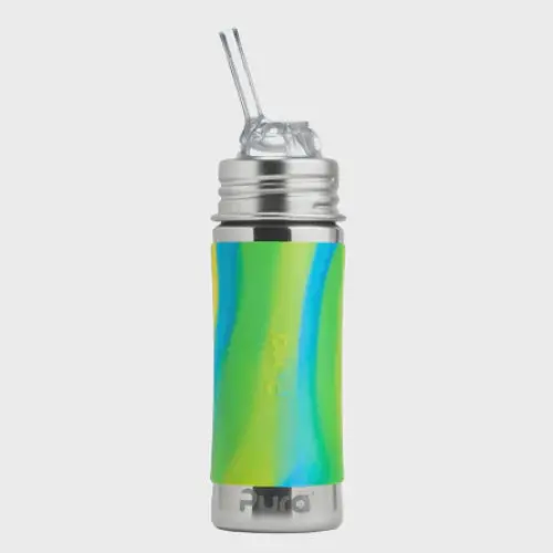 Pura Kiki Aqua Swirl Stainless Steel Straw Bottle (325Ml) For Children 1