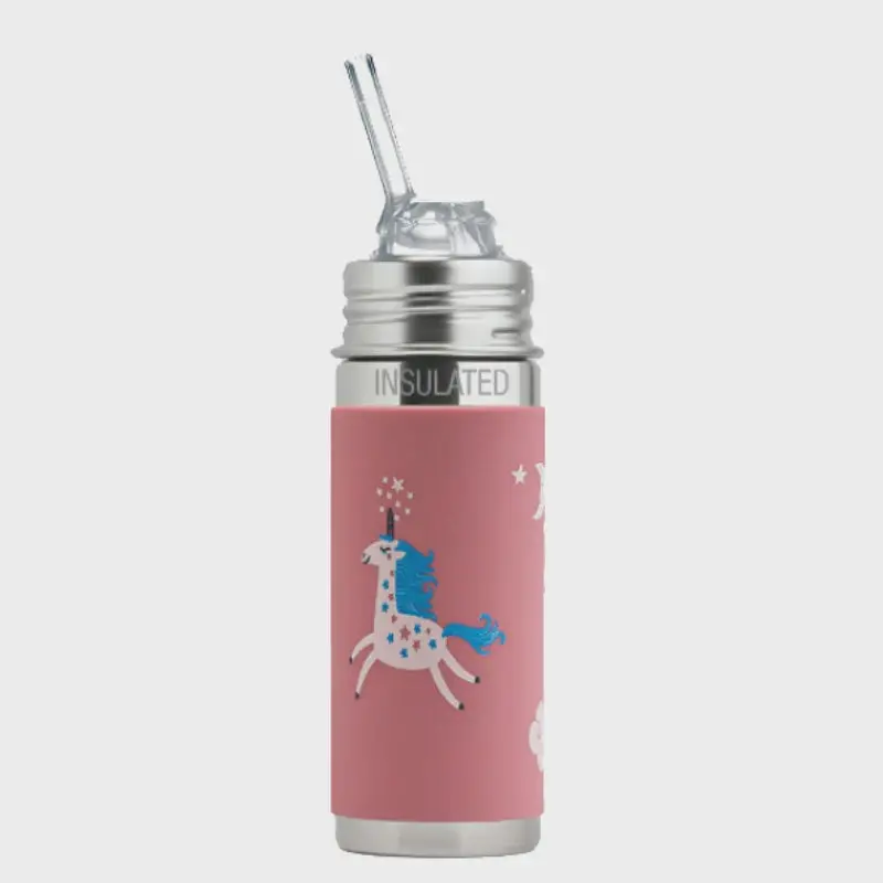 Pura Kiki Unicorn Stainless Steel Straw Bottle (325Ml) For Kids 1