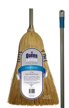 Queen Millet Straw Broom – 5-Tie Traditional Broom Design 1