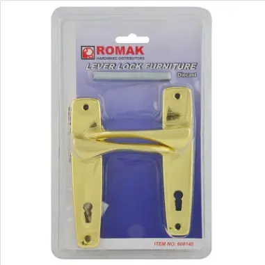 Romak Brass-Plated Lever Lock Set – Heavy-Duty Security Hardware 1
