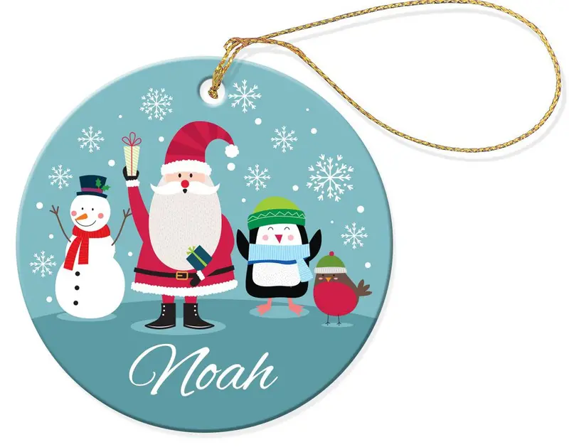 Santa Friends Porcelain Ornament Set (Round) 1
