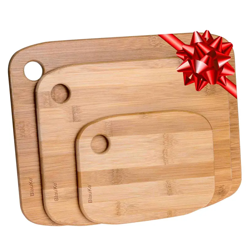Set Of 3 Natural Bamboo Cutting Boards For Kitchen Prep 1