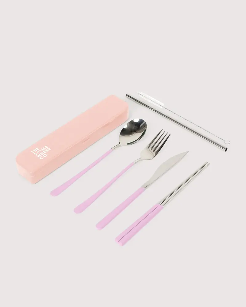 Silver And Lilac Stainless Steel Cutlery Set 1