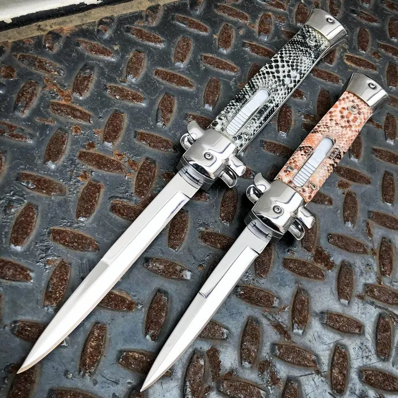 Snake-Skin Finish Classic Italian Stiletto Otf Knife 1