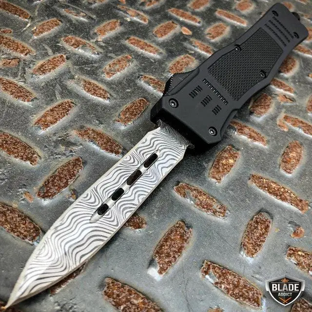 Spear-Point Damascus Ghost Otf Automatic Knife 1