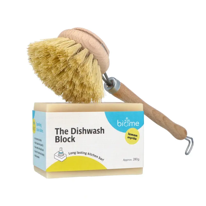 Sustainable Dishwashing Bundle: Solid Block + Bamboo Brush 1