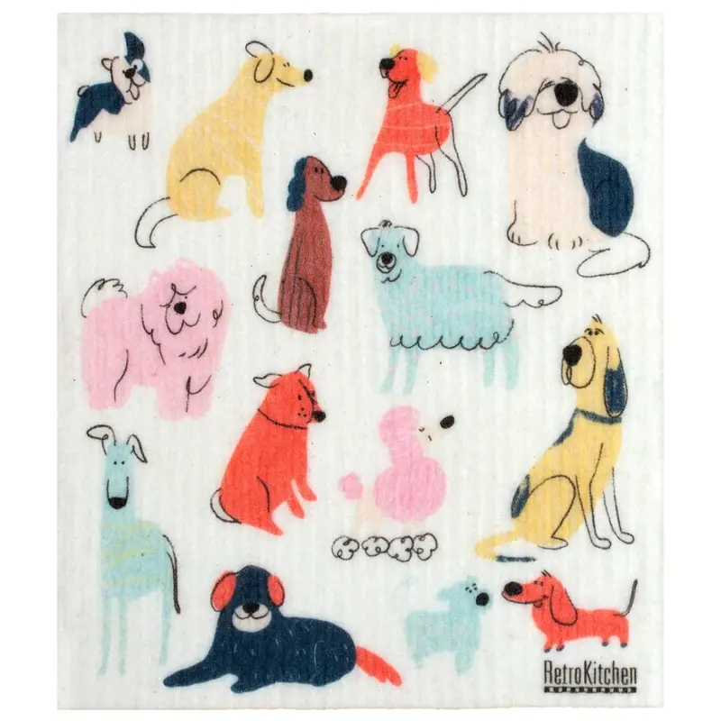 Swedish Dishcloth Sponge – Colorful Dog Design 1