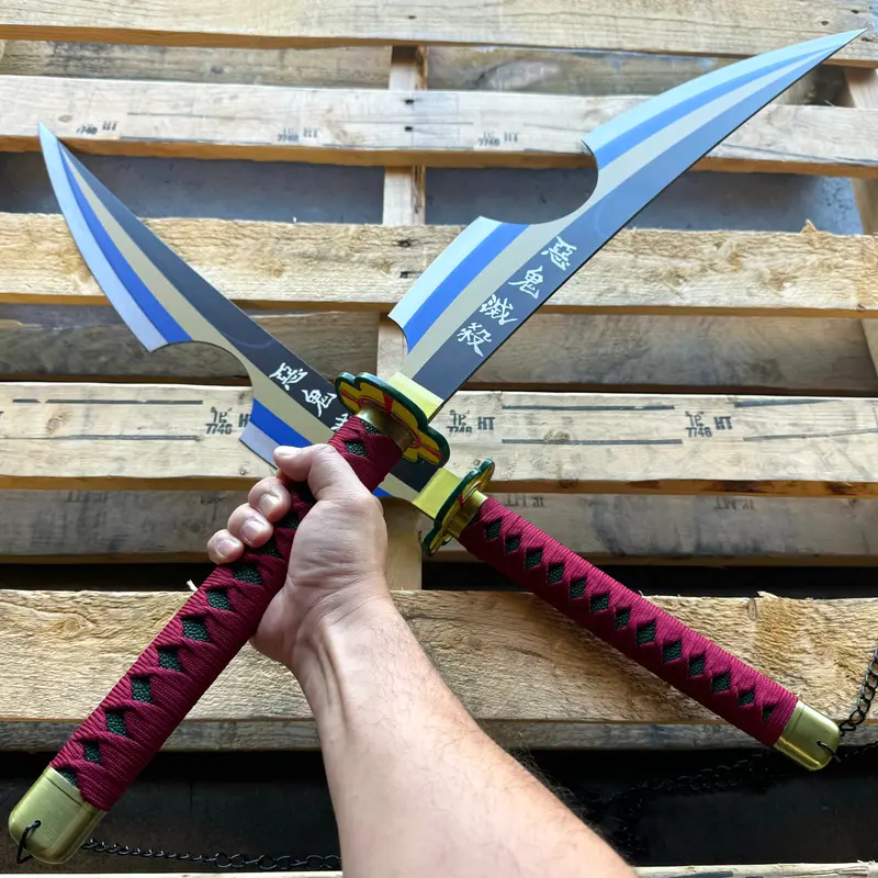 Tengen Uzui Nichirin Sword Replica – Two-Piece Metal Display Set 1