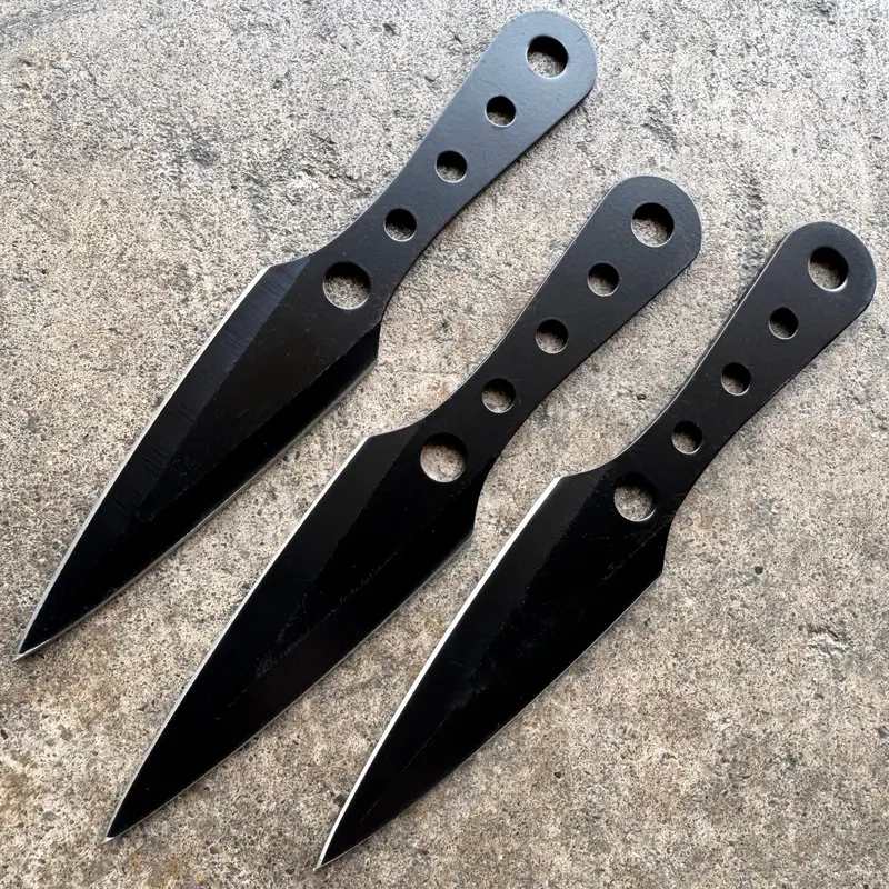 Three-Piece Ninja Kunai Set – 6-Inch Black Throwing Knives With Sharp Tips 1