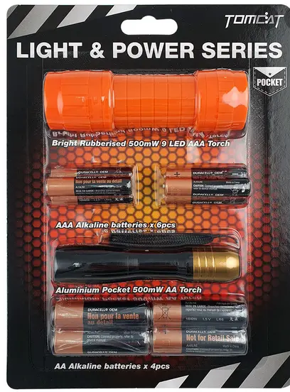 Tomcat Value Bundle – Two Led Torches With Matching Batteries 1