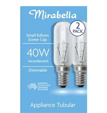 Tubular Clear Globe Light Bulb – Ses T25 40W, 2-Pack For Exhaust Hoods 1
