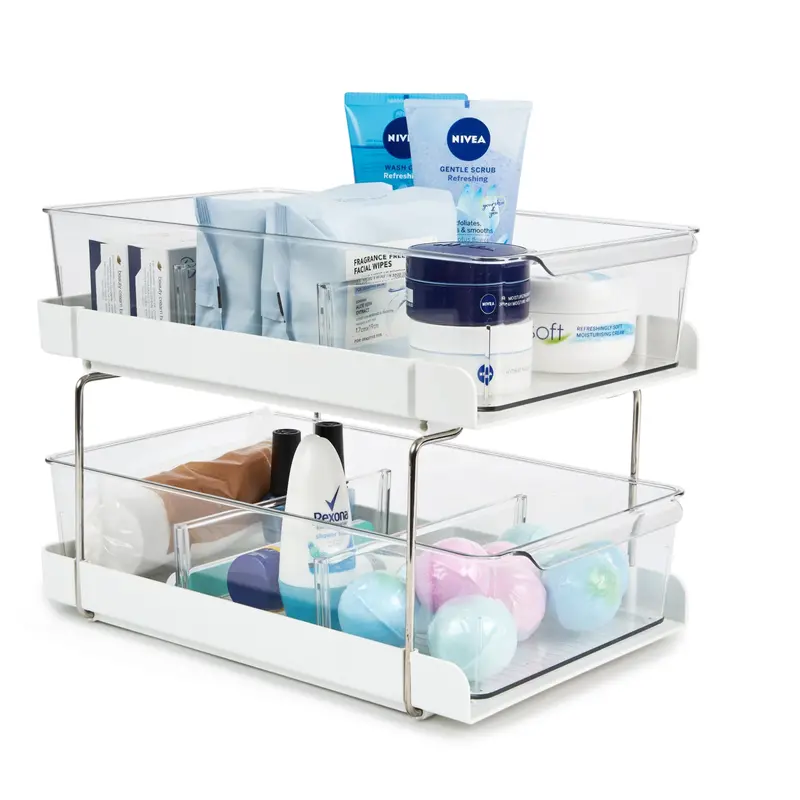 Two-Tier Bathroom Drawer Organizer System 1