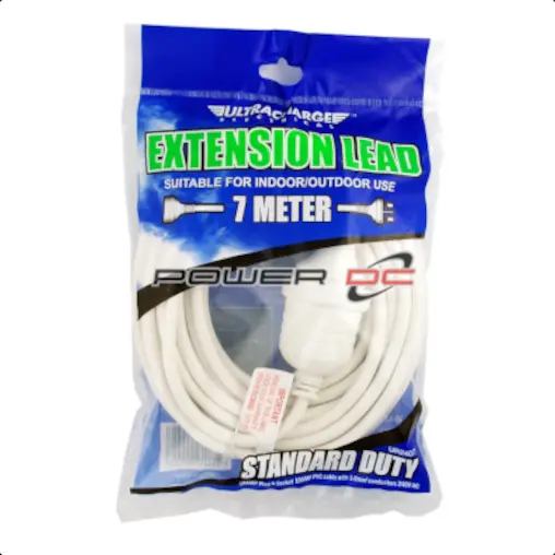 Ultracharge 7-Metre Extension Lead – White Heavy-Duty Cord 1
