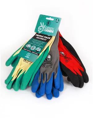 Value Triple-Pack Gardening Gloves – Medium Size 1