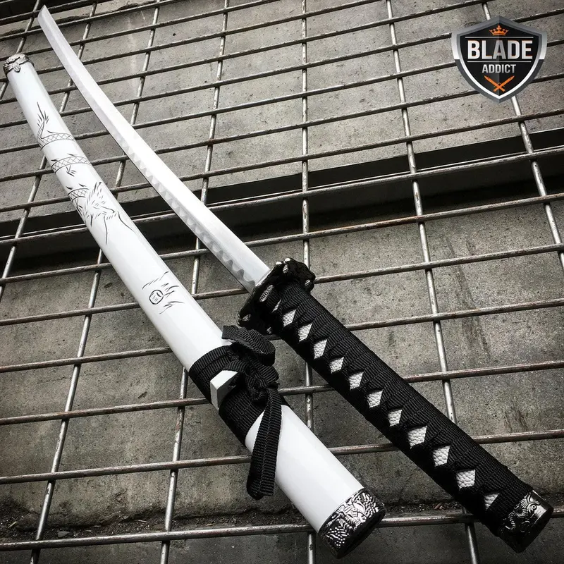 White Dragon Tang Katana – High-Carbon Steel Japanese Samurai Blade 1