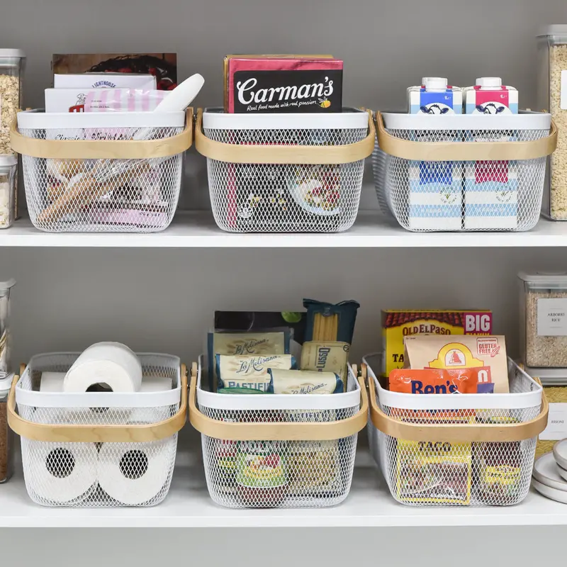 White Mesh Storage Basket Set (6-Pack) 1