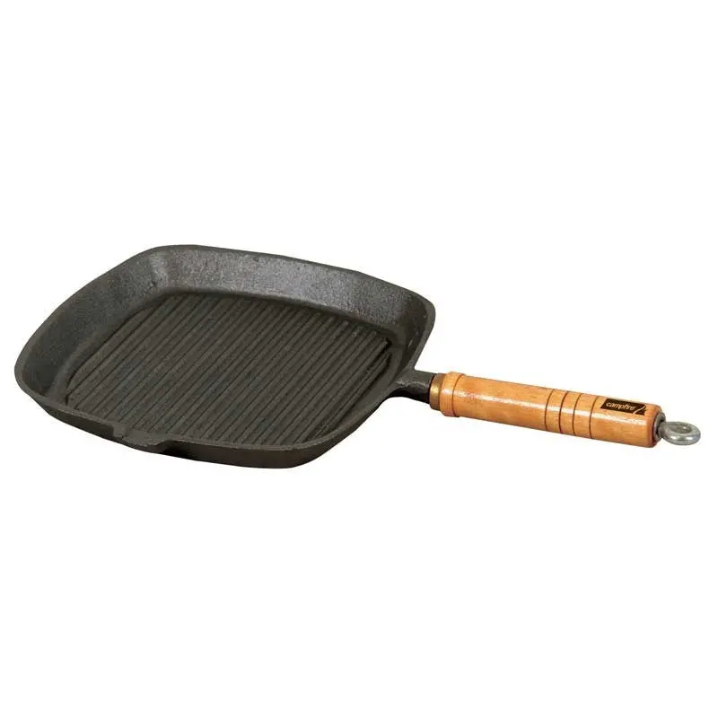 Wood-Handled Cast Iron Frying Pan For Camping 1