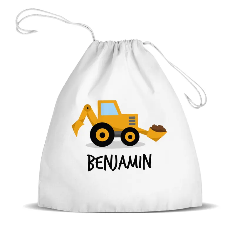 Yellow Construction Digger Premium Drawstring Bag 1